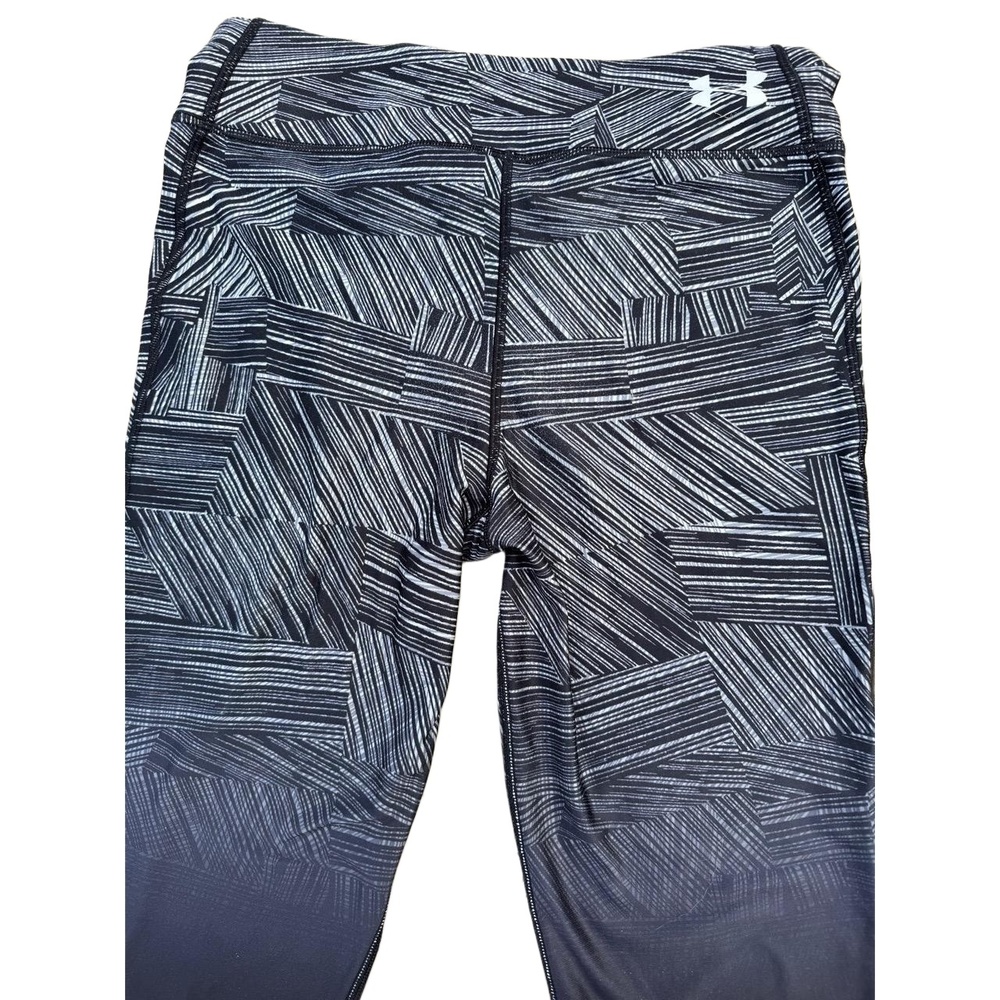 Under Armour Womens Leggings Size M/L Black White Geometric Ombre Activewear Gym - Picture 3 of 12